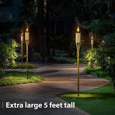 Sorbus 5 Feet Tall 100% Bamboo Outdoor Torches (Set of 8)