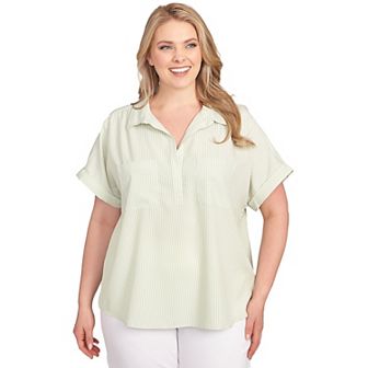 Hearts of Palm Plus Size It's A Spring Thing Stripe Pull Over Top