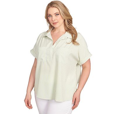 Hearts of Palm Plus Size It's A Spring Thing Stripe Pull Over Top