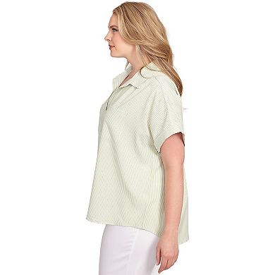 Hearts of Palm Plus Size It's A Spring Thing Stripe Pull Over Top