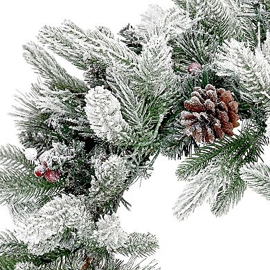Sunnydaze 24" Diameter Prelit Christmas Wreath - Flocked
