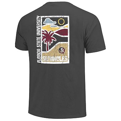 Men's Graphite Florida State Seminoles Comfort Colors Minimal Vista Distressed Graphics T-Shirt