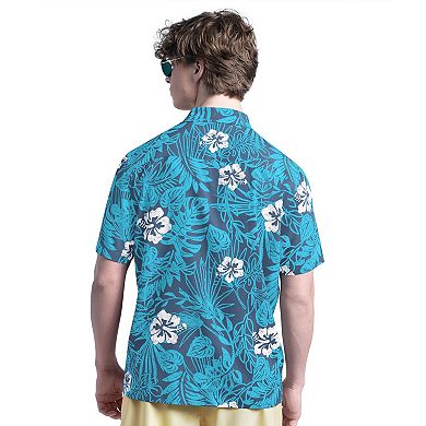 Men's Margaritaville Navy Texas Rangers Palm Shade Party Button-Up Shirt
