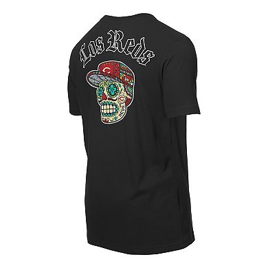 Men's New Era Black Cincinnati Reds Sugar Skulls T-Shirt