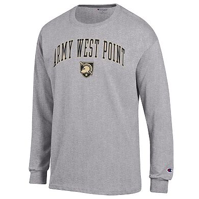 Men's Champion Heather Gray Army Black Knights Basic Arch Long Sleeve T-Shirt