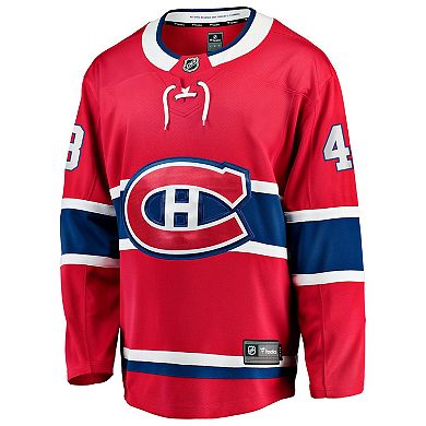 Men's Fanatics Lane Hutson Red Montreal Canadiens Home Breakaway Jersey
