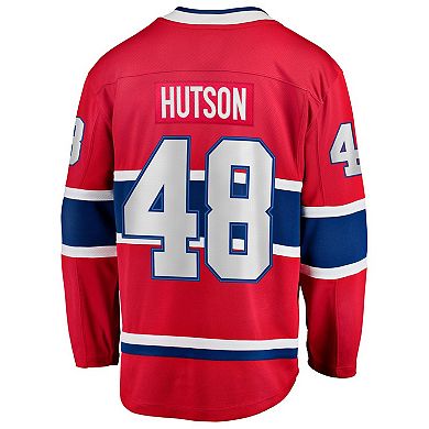 Men's Fanatics Lane Hutson Red Montreal Canadiens Home Breakaway Jersey
