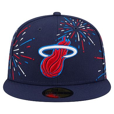 Men's New Era Navy Miami Heat Americana Fireworks 59FIFTY Fitted Hat