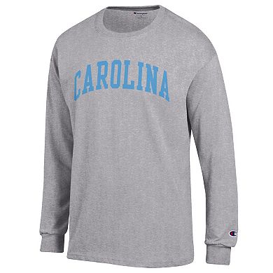 Men's Champion Heather Gray North Carolina Tar Heels Basic Arch Long Sleeve T-Shirt