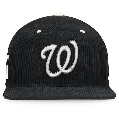 Men's Nike Black Washington Nationals Pro Corduroy Structured Snapback Hat