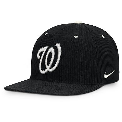 Men's Nike Black Washington Nationals Pro Corduroy Structured Snapback Hat