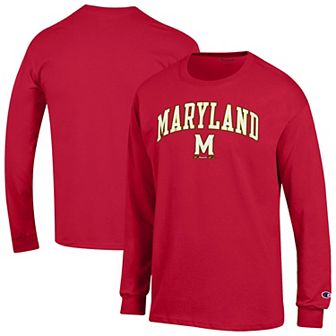 Men's Champion® Red Maryland Terrapins Arch Over Logo Long Sleeve T-Shirt