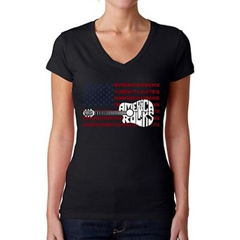 America Rocks - Women's Word Art V-Neck T-Shirt