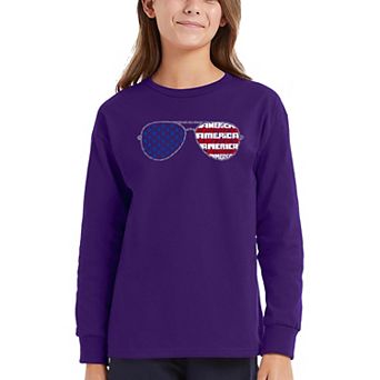 Americana Sunglasses - Girl's Word Art Long Sleeve T-Shirt