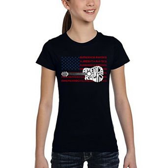 America Rocks - Girl's Word Art T-Shirt