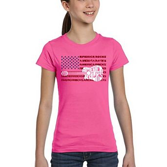 America Rocks - Girl's Word Art T-Shirt