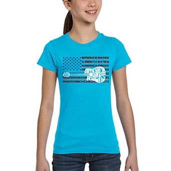 America Rocks - Girl's Word Art T-Shirt