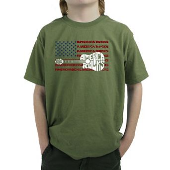 America Rocks - Boy's Word Art T-Shirt