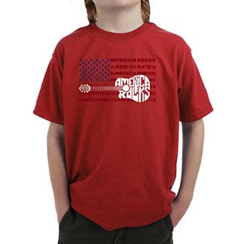 America Rocks - Boy's Word Art T-Shirt