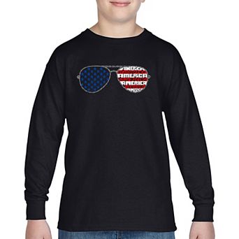 Americana Sunglasses - Boy's Word Art Long Sleeve T-Shirt