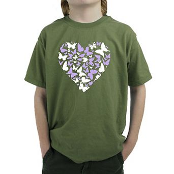 Butterfly Heart - Boy's Word Art T-Shirt