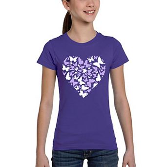 Butterfly Heart - Girl's Word Art T-Shirt
