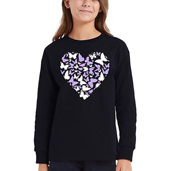 Butterfly Heart - Girl's Word Art Long Sleeve T-Shirt