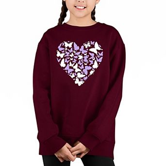 Butterfly Heart - Girl's Word Art Crewneck Sweatshirt