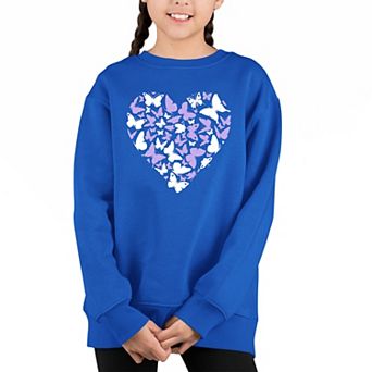 Butterfly Heart - Girl's Word Art Crewneck Sweatshirt