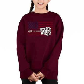 America Rocks - Girl's Word Art Crewneck Sweatshirt