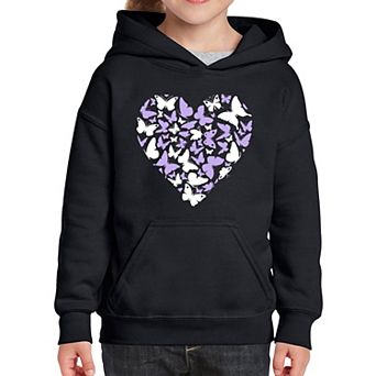 Butterfly Heart - Girl's Word Art Hooded Sweatshirt