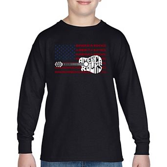 America Rocks - Boy's Word Art Long Sleeve T-Shirt