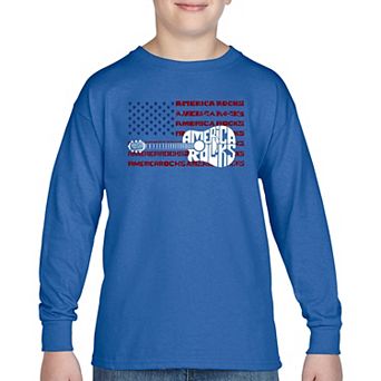 America Rocks - Boy's Word Art Long Sleeve T-Shirt
