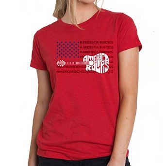 America Rocks - Women's Premium Blend Word Art T-Shirt