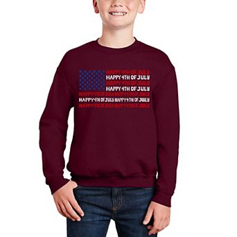 Happy 4th of July - Boy's Word Art Crewneck Sweatshirt