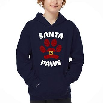 Santa Paws - Boy's Word Art Hooded Sweatshirt