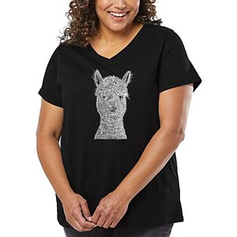 Women's Plus Size Word Art V-Neck - Alpaca