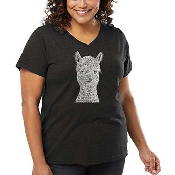 Women's Plus Size Word Art V-Neck - Alpaca