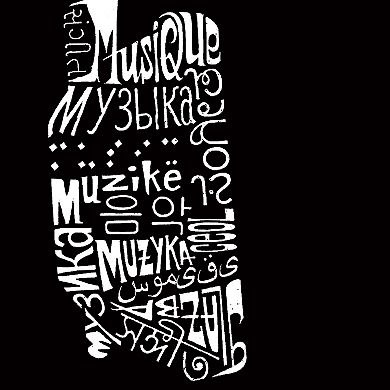 Women's Plus Size Word Art V-Neck - HEADPHONES - LANGUAGES