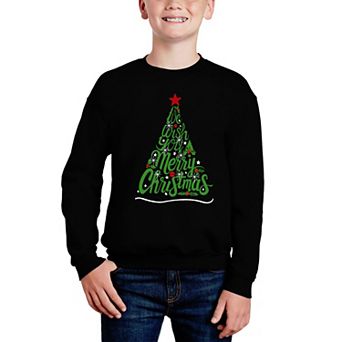 We Wish You A Merry Christmas - Boy's Word Art Crewneck Sweatshirt