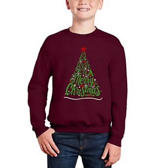 We Wish You A Merry Christmas - Boy's Word Art Crewneck Sweatshirt