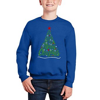 We Wish You A Merry Christmas - Boy's Word Art Crewneck Sweatshirt