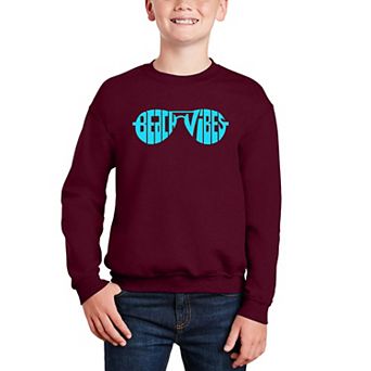 Beach Vibes - Boy's Word Art Crewneck Sweatshirt