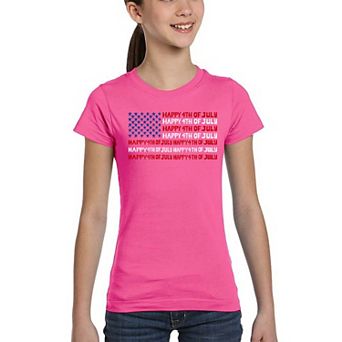 Happy 4th of July - Girl's Word Art T-Shirt