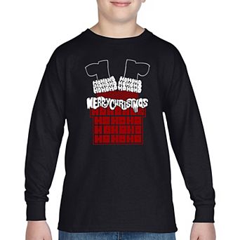 Chimney Santa - Boy's Word Art Long Sleeve T-Shirt