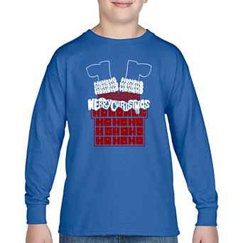 Chimney Santa - Boy's Word Art Long Sleeve T-Shirt