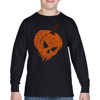 Evil Pumpkin - Boy's Word Art Long Sleeve T-Shirt