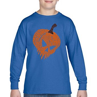 Evil Pumpkin - Boy's Word Art Long Sleeve T-Shirt