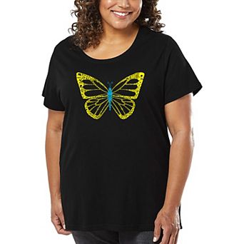 Women's Plus Size Word Art T-shirt - Butterfly