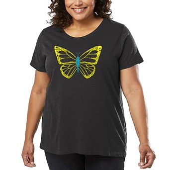 Women's Plus Size Word Art T-shirt - Butterfly